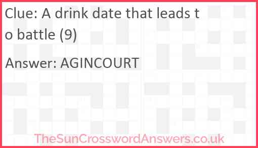 A drink date that leads to battle (9) Answer