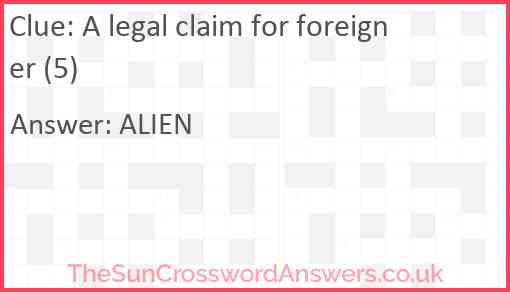 A legal claim for foreigner (5) Answer
