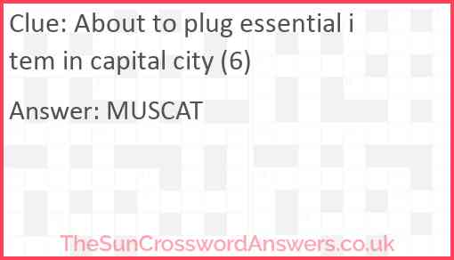 About to plug essential item in capital city (6) Answer