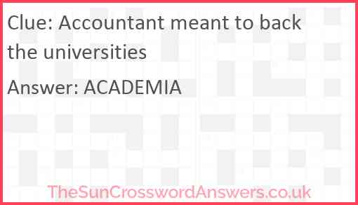 Accountant meant to back the universities Answer