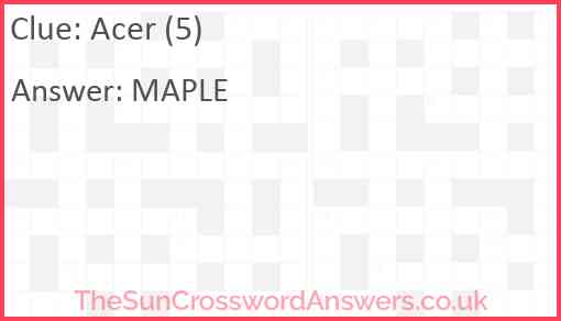 Acer (5) Answer