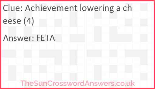 Achievement lowering a cheese (4) Answer