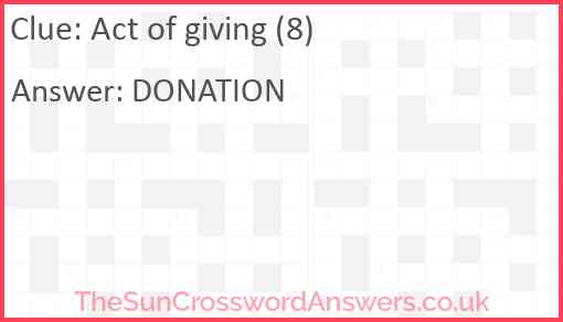 Act of giving (8) Answer