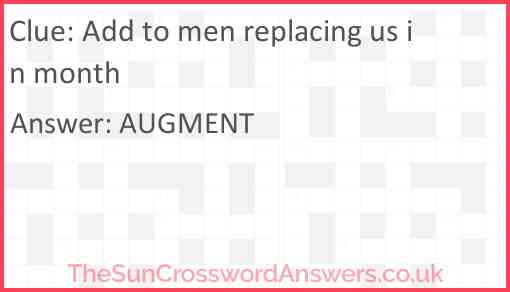 Add to men replacing us in month Answer