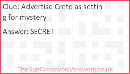 Advertise Crete as setting for mystery Answer