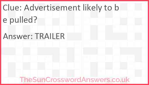 Advertisement likely to be pulled? Answer