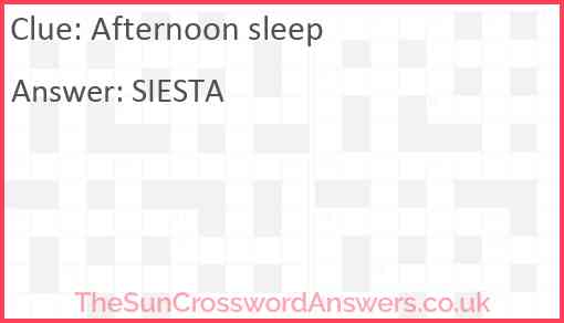 Afternoon sleep Answer