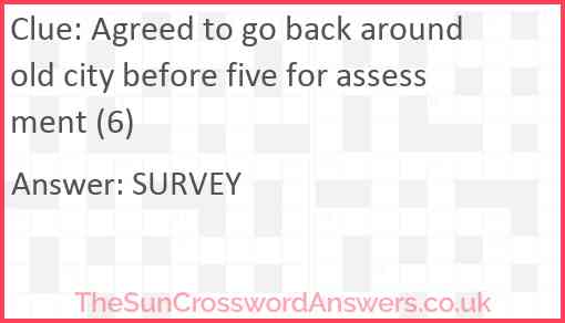 Agreed to go back around old city before five for assessment (6) Answer