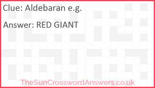 Aldebaran e.g. Answer