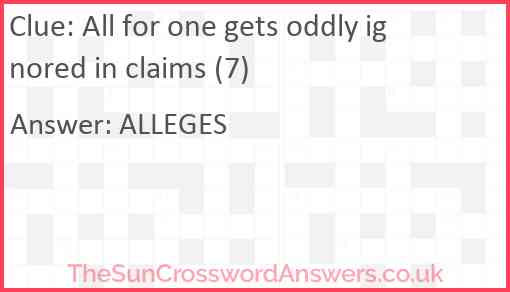All for one gets oddly ignored in claims (7) Answer