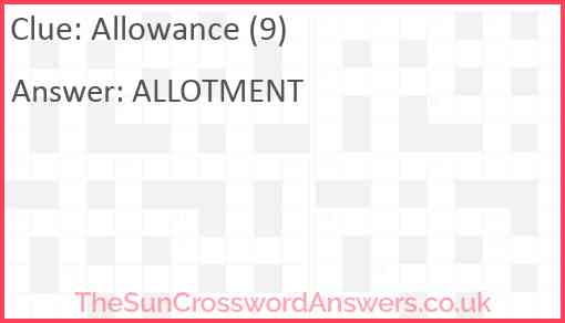 Allowance (9) Answer