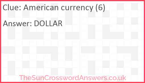 American currency (6) Answer