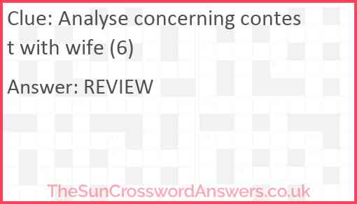 Analyse concerning contest with wife (6) Answer