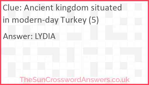 Ancient kingdom situated in modern-day Turkey (5) Answer
