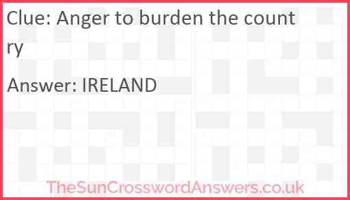 Anger to burden the country Answer