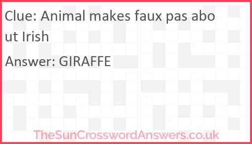 Animal makes faux pas about Irish Answer