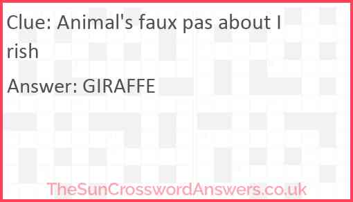 Animal's faux pas about Irish Answer