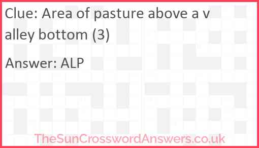 Area of pasture above a valley bottom (3) Answer