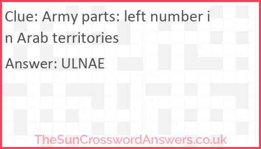 Army parts: left number in Arab territories Answer
