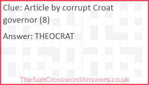 Article by corrupt Croat governor (8) Answer