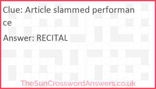 Article slammed performance Answer