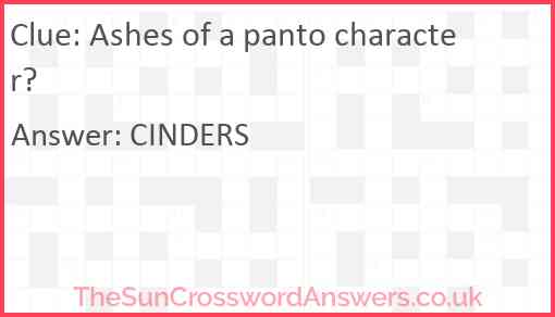 Ashes of a panto character? Answer
