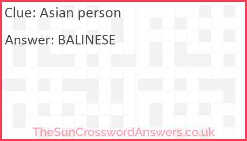 Asian person Answer