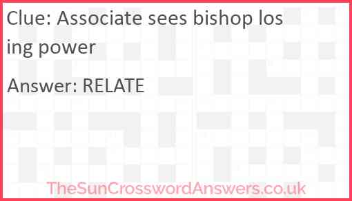 Associate sees bishop losing power Answer