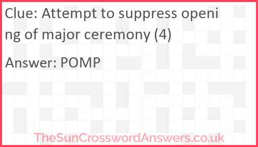 Attempt to suppress opening of major ceremony (4) Answer