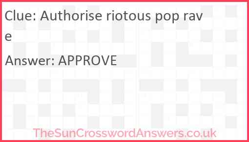 Authorise riotous pop rave Answer