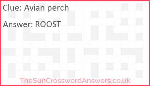 Avian perch Answer