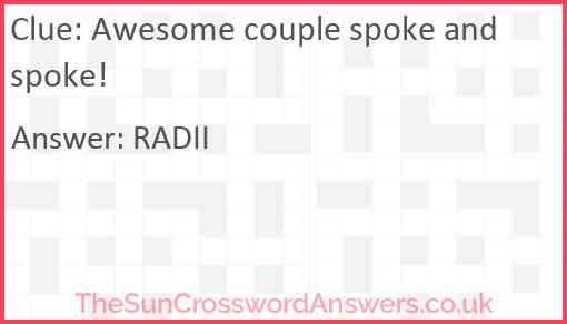 Awesome couple spoke and spoke! Answer