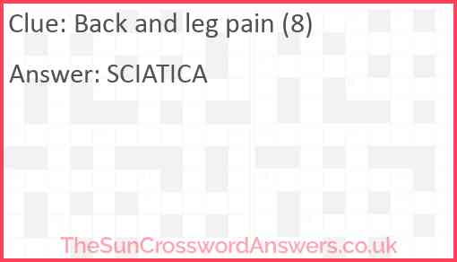 Back and leg pain (8) Answer