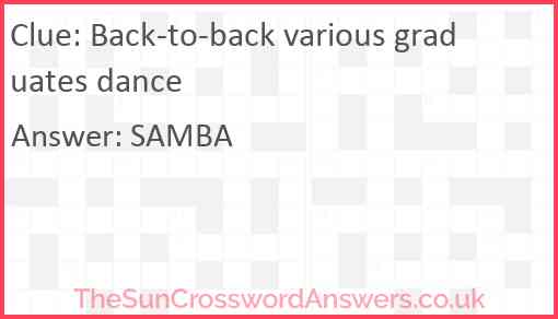 Back-to-back various graduates dance Answer