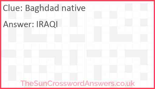 Baghdad native Answer