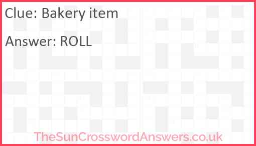 Bakery item Answer