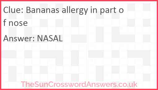 Bananas allergy in part of nose Answer