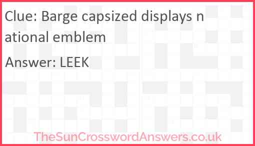 Barge capsized displays national emblem Answer