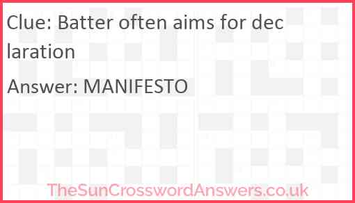Batter often aims for declaration Answer