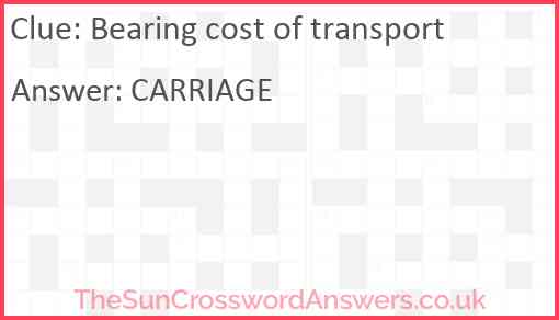 Bearing cost of transport Answer