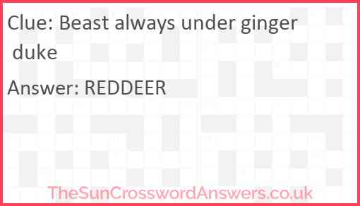 Beast always under ginger duke Answer