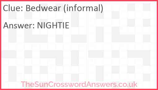 Bedwear (informal) Answer