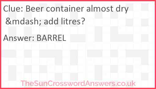 Beer container almost dry &mdash; add litres? Answer