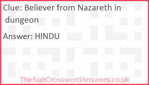 Believer from Nazareth in dungeon Answer