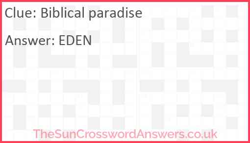 Biblical paradise Answer