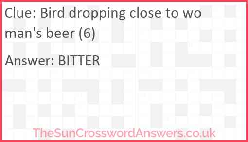 Bird dropping close to woman's beer (6) Answer