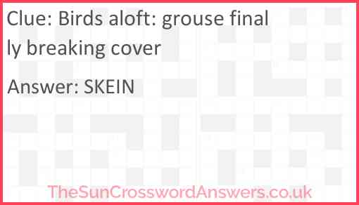 Birds aloft: grouse finally breaking cover Answer