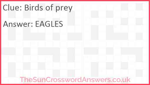 Birds of prey Answer