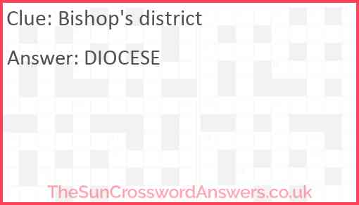 Bishop's district Answer