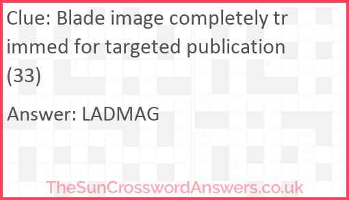 Blade image completely trimmed for targeted publication (33) Answer